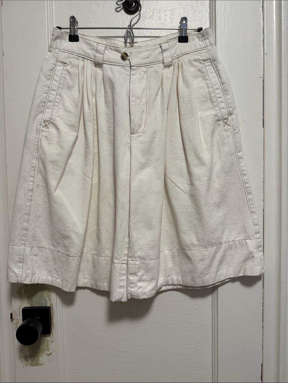 Free People Cream Pleated High-Waist Shorts